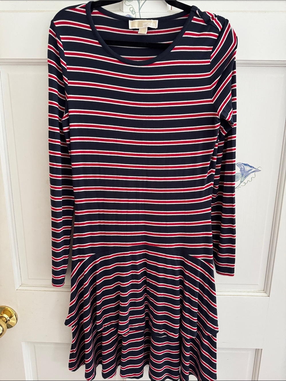 Michael Kors Navy Long-Sleeve Striped Casual Dress